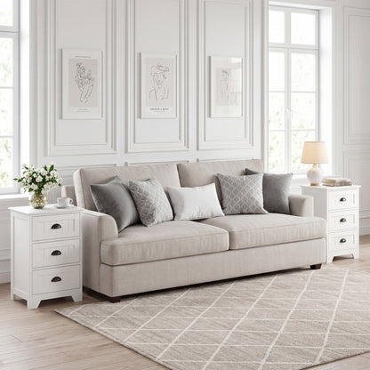 3-Drawer End Storage Wood Nightstand, White Nightstands at Gallery Canada