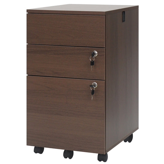 3-Drawer File Cabinet Rolling File Organizer with Lock 4 Keys for Letter Legal A4, Brown File Cabinets Brown at Gallery Canada