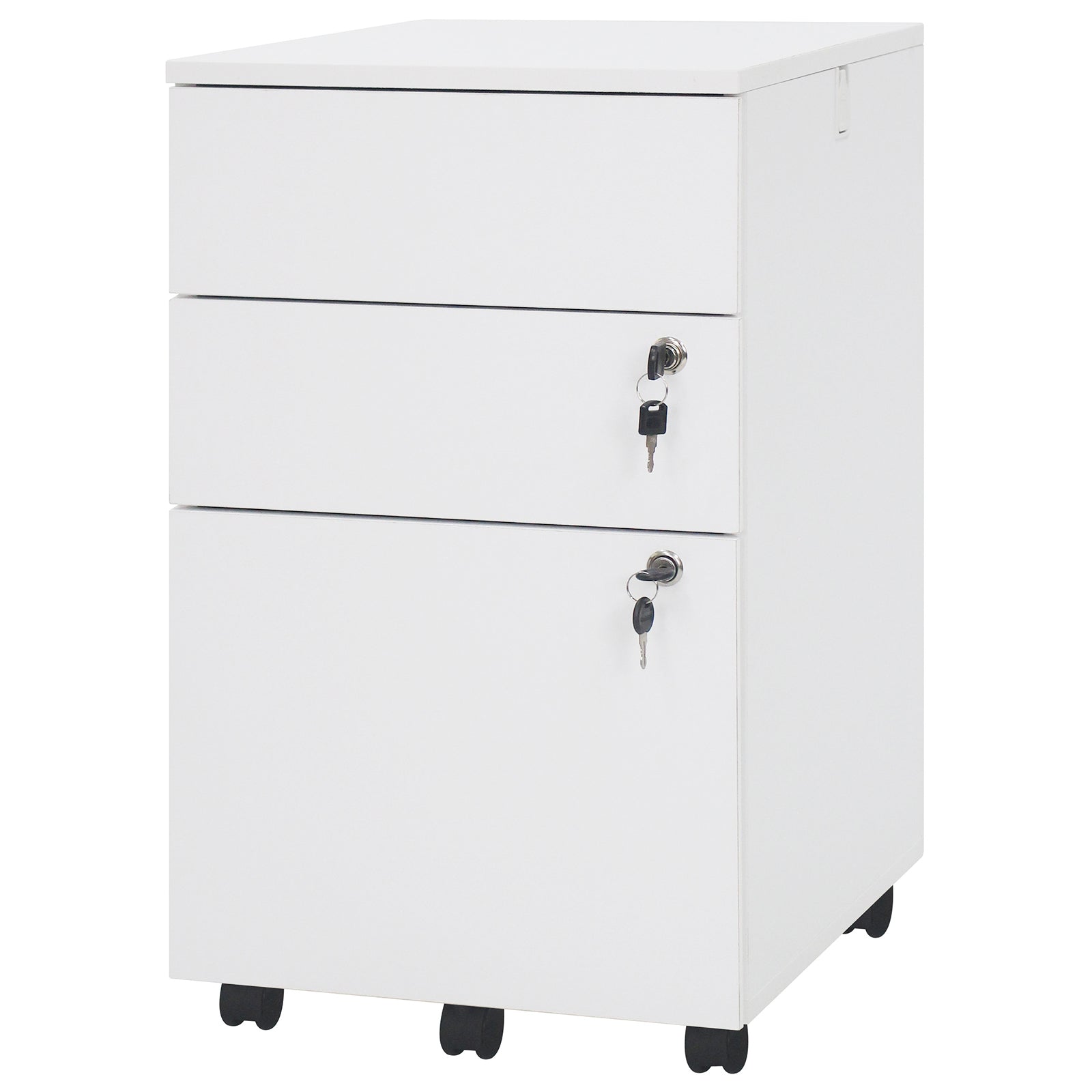 3 Drawer Filing Cabinet Locking Pedestal Desk , White File Cabinets White at Gallery Canada