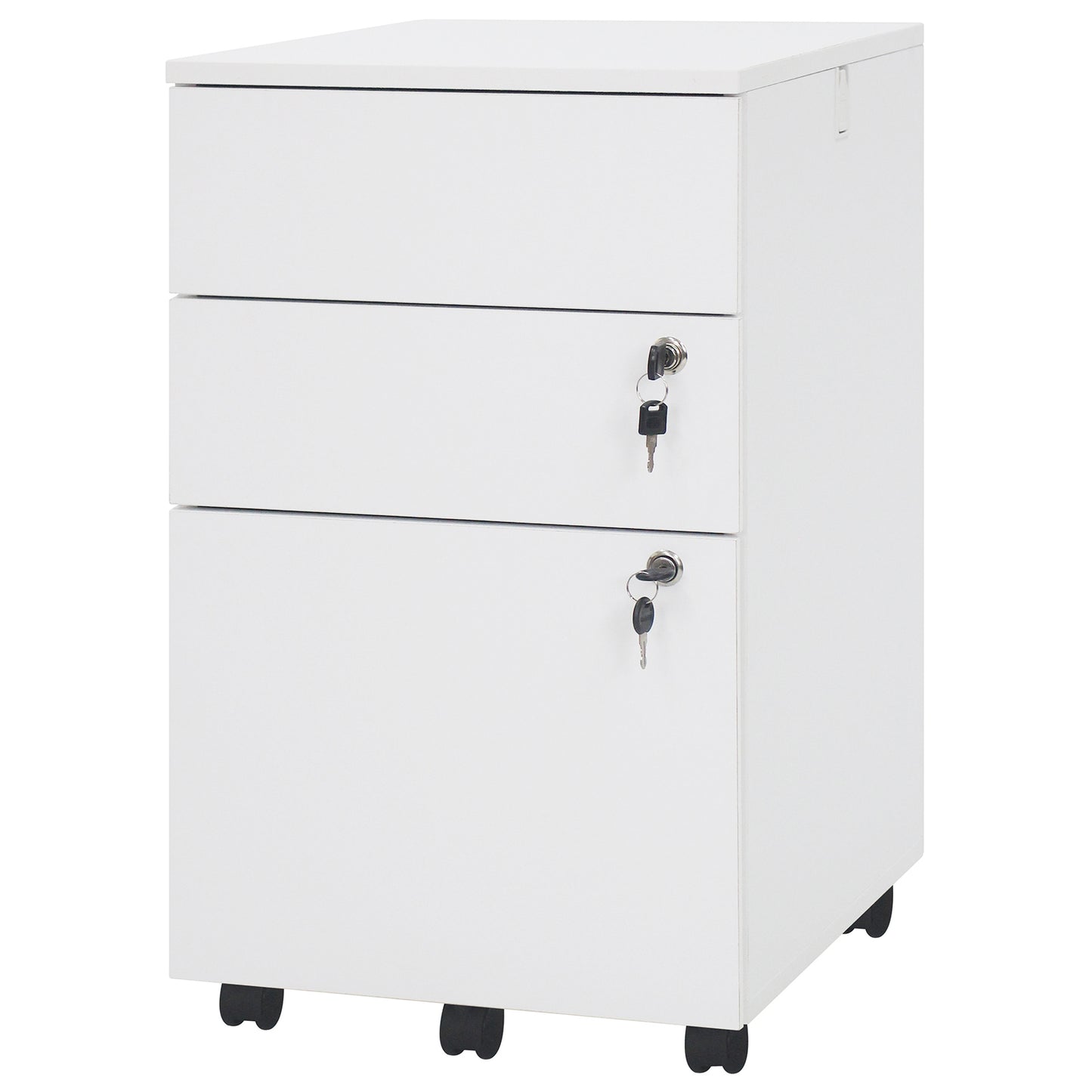 3 Drawer Filing Cabinet Locking Pedestal Desk , White File Cabinets White at Gallery Canada