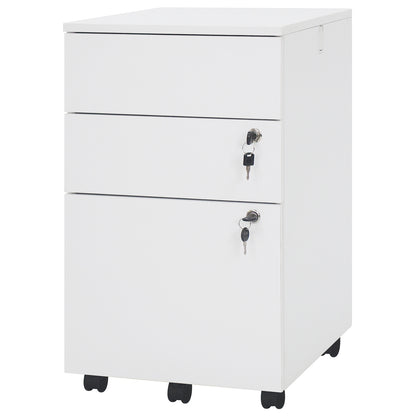 3 Drawer Filing Cabinet Locking Pedestal Desk , White File Cabinets White at Gallery Canada