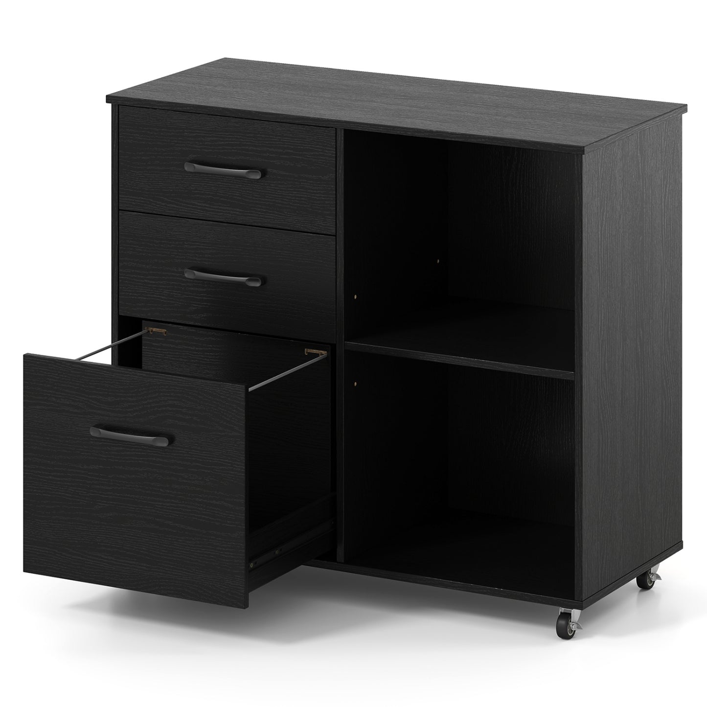 3-Drawer Mobile Lateral File Cabinet Printer Stand, Black File Cabinets at Gallery Canada