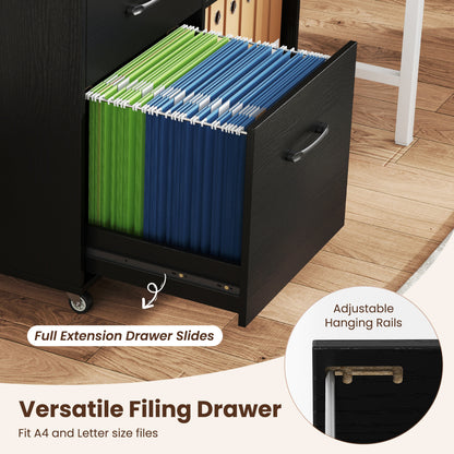 3-Drawer Mobile Lateral File Cabinet Printer Stand, Black File Cabinets at Gallery Canada