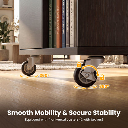 3-Drawer Mobile Lateral File Cabinet Printer Stand, Dark Brown File Cabinets at Gallery Canada