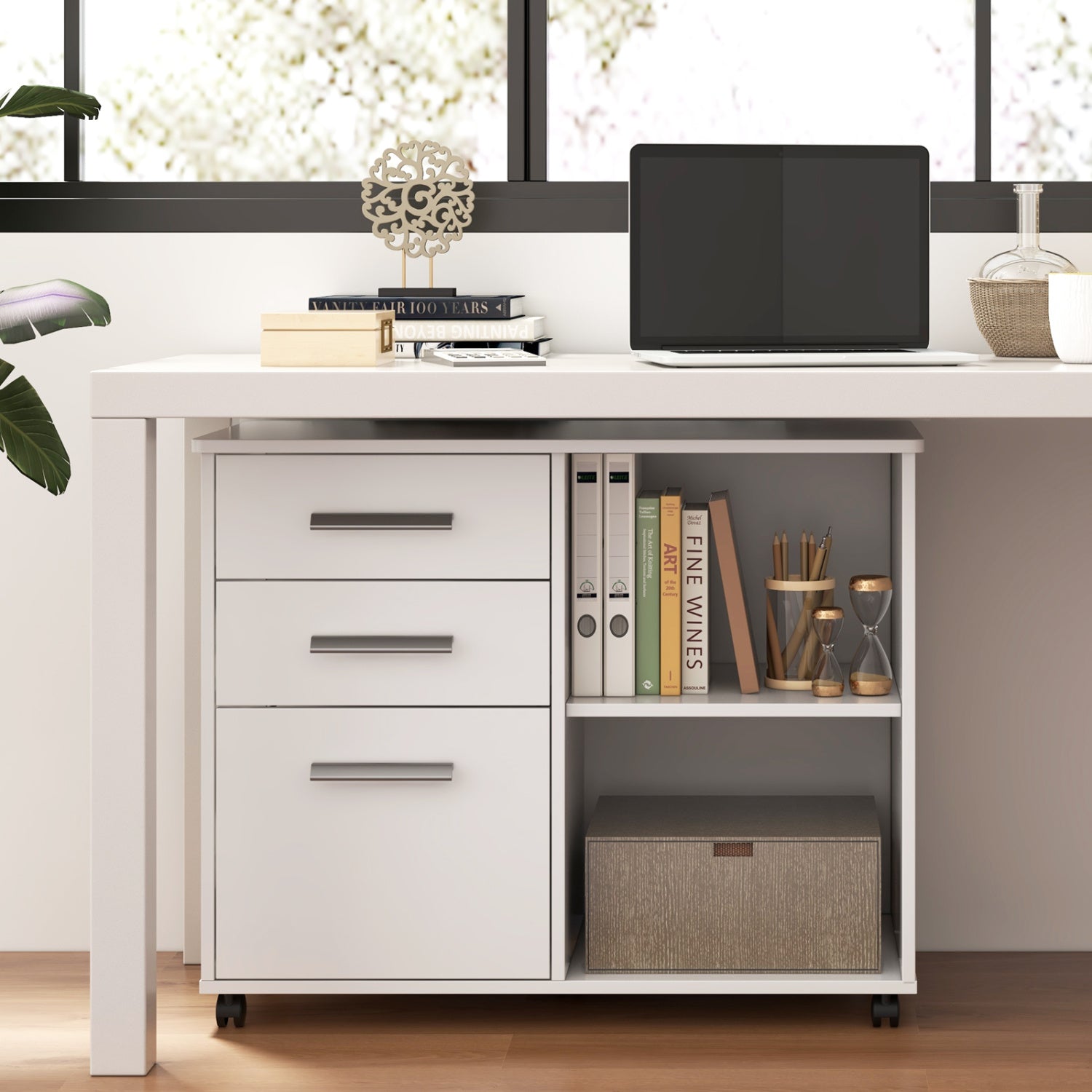 3-Drawer Mobile Lateral File Cabinet, Printer Stand, White File Cabinets at Gallery Canada