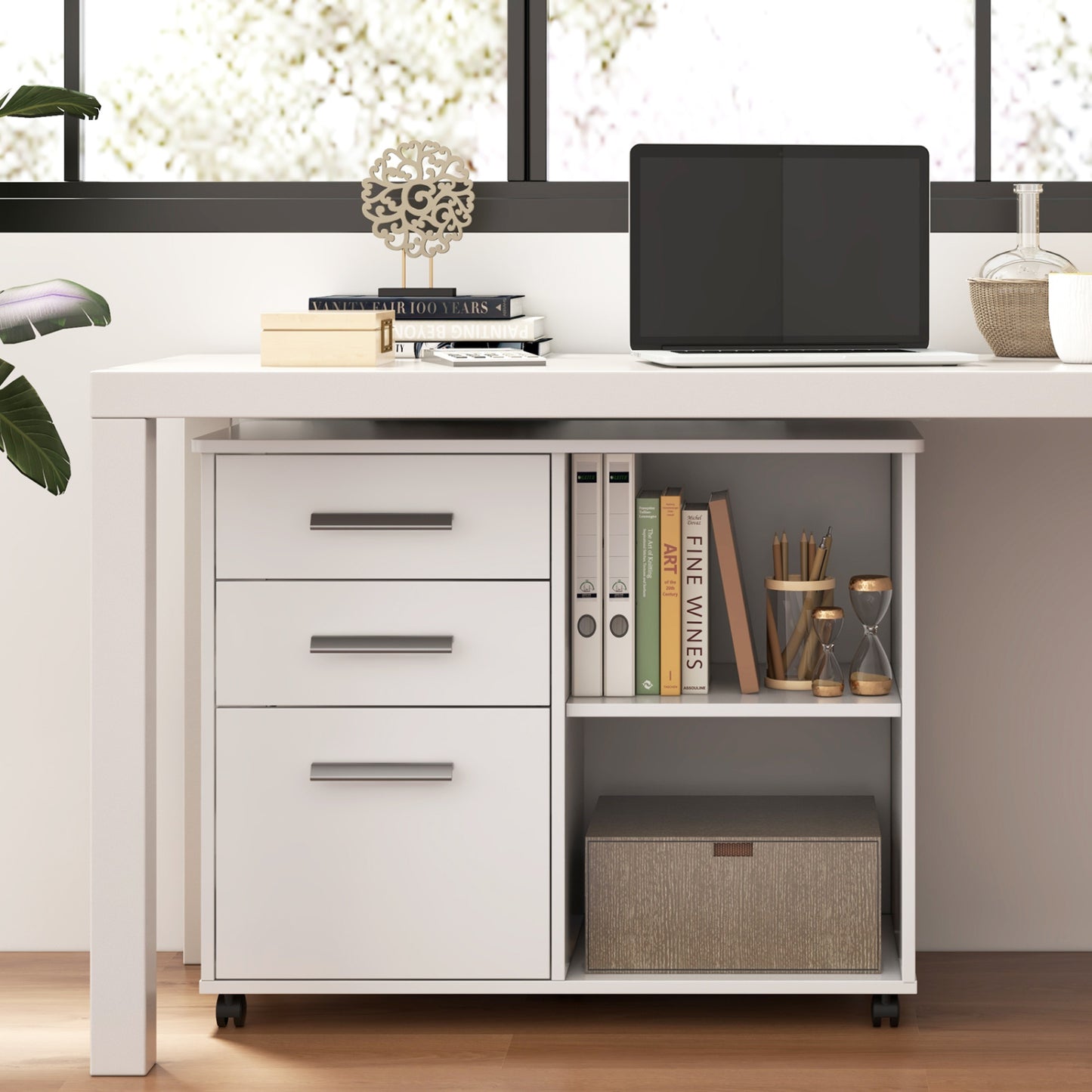 3-Drawer Mobile Lateral File Cabinet, Printer Stand, White File Cabinets at Gallery Canada