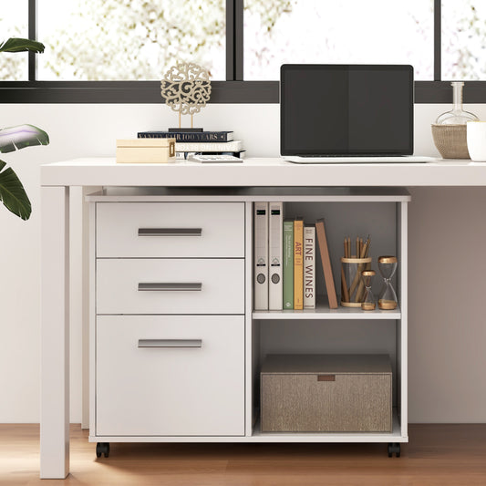 3-Drawer Mobile Lateral File Cabinet, Printer Stand, White File Cabinets White at Gallery Canada