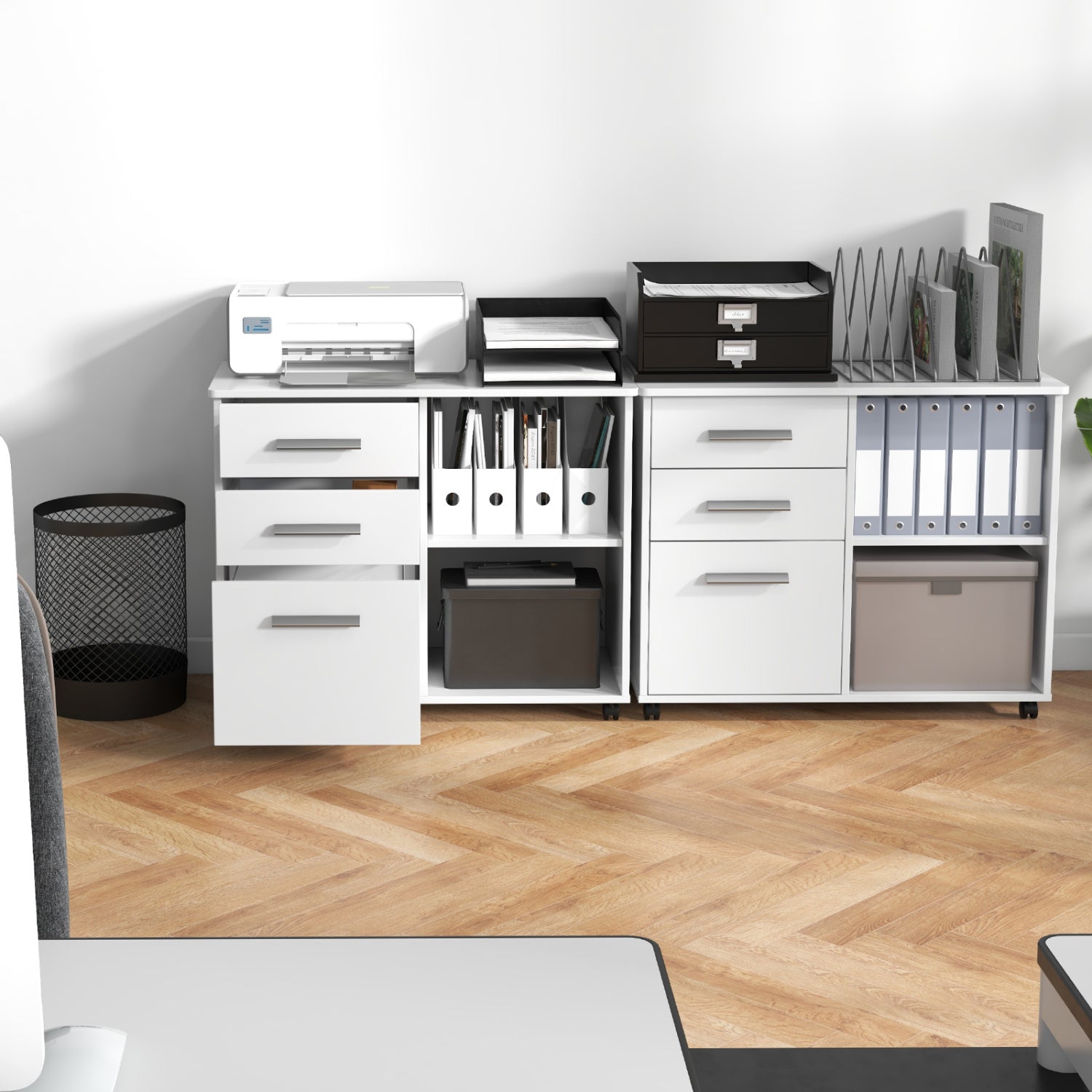 3-Drawer Mobile Lateral File Cabinet, Printer Stand, White File Cabinets at Gallery Canada