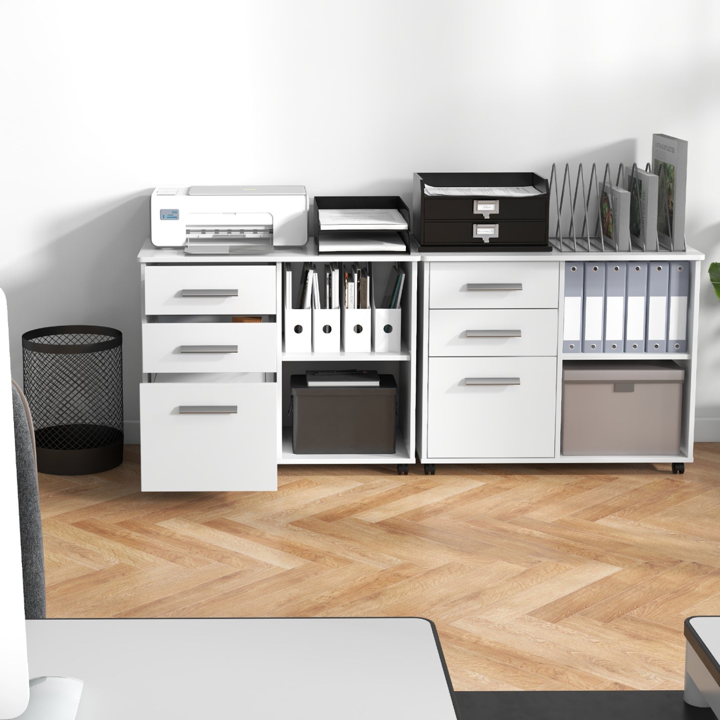 3-Drawer Mobile Lateral File Cabinet, Printer Stand, White File Cabinets at Gallery Canada