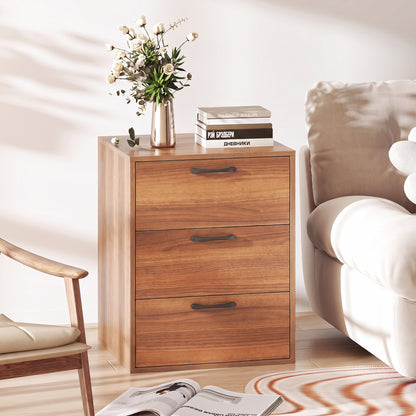 3 Drawer Nightstand Wood Grain Finish, Walnut