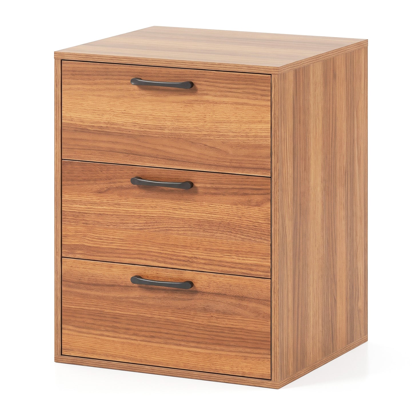 3 Drawer Nightstand Wood Grain Finish, Walnut