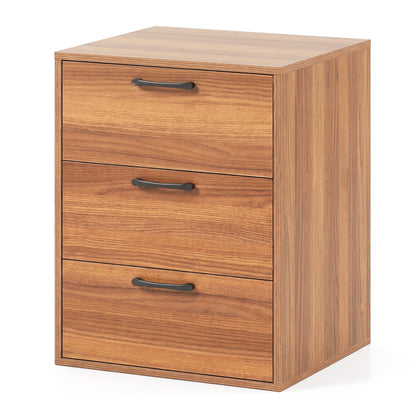 3 Drawer Nightstand Wood Grain Finish, Walnut