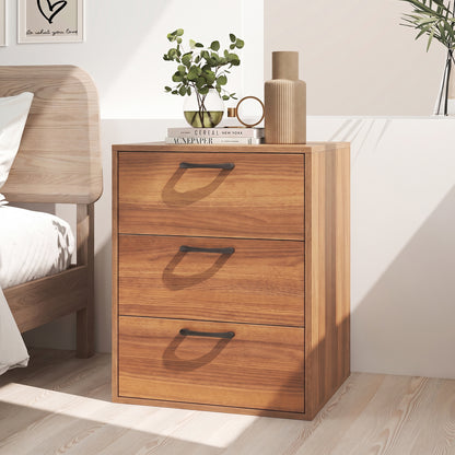 3 Drawer Nightstand Wood Grain Finish, Walnut
