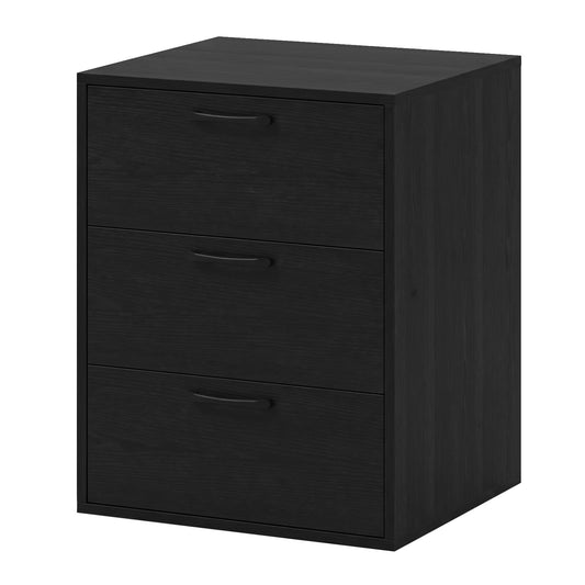 3 Drawer Nightstand, Wood Grain Finish, for Bedroom, Black Nightstands Black at Gallery Canada