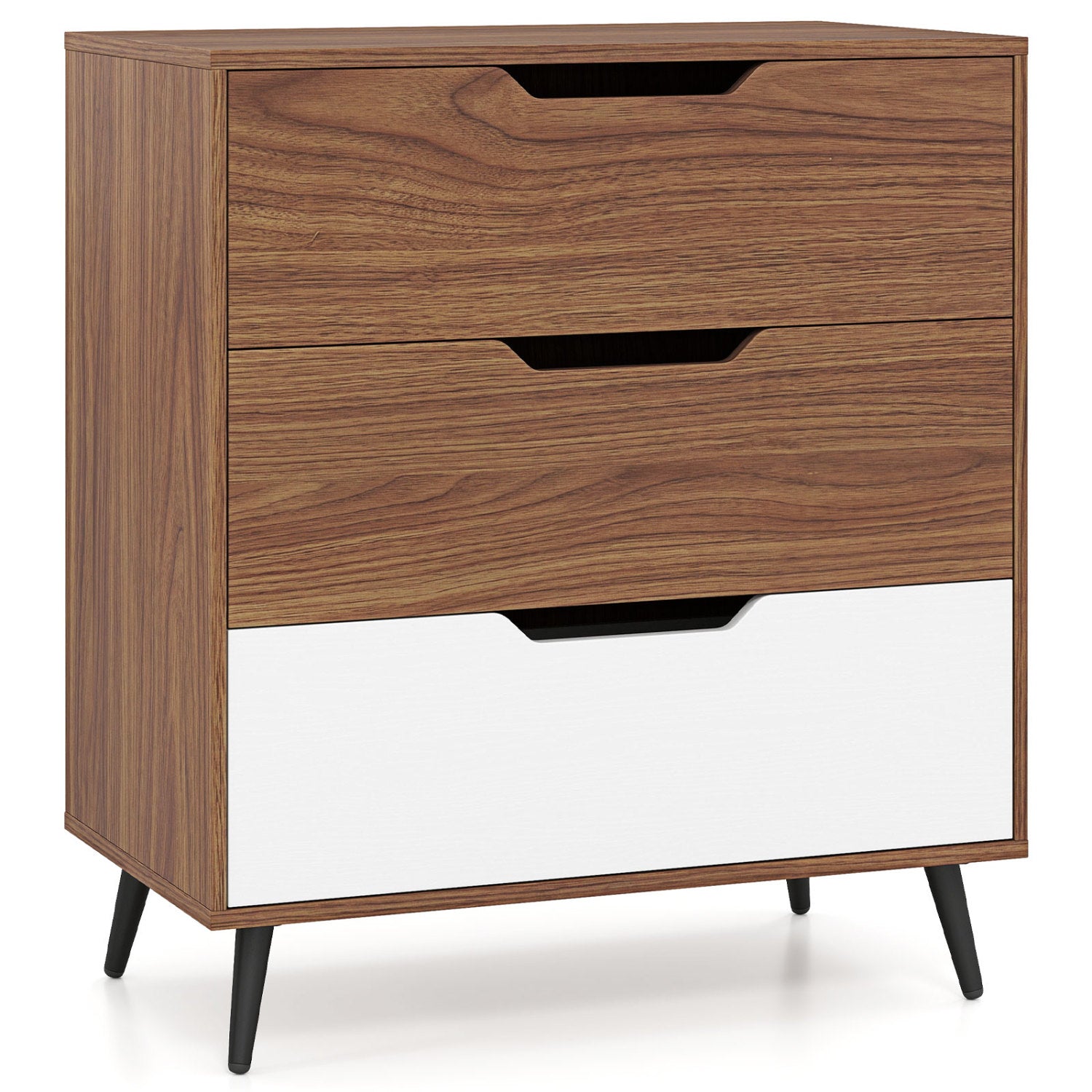 3-Drawer Rustic Farmhouse Wooden Storage Dresser, Walnut Dressers & Chests Walnut at Gallery Canada