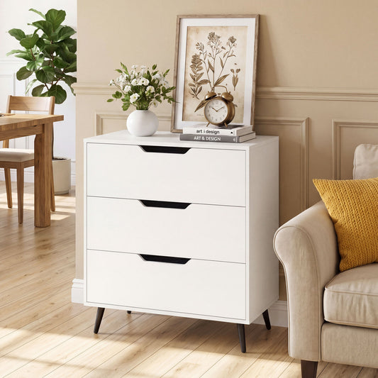 3-Drawer Rustic Farmhouse Wooden Dresser, White Dressers & Chests White at Gallery Canada