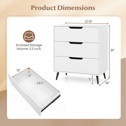 3-Drawer Rustic Farmhouse Wooden Dresser, White