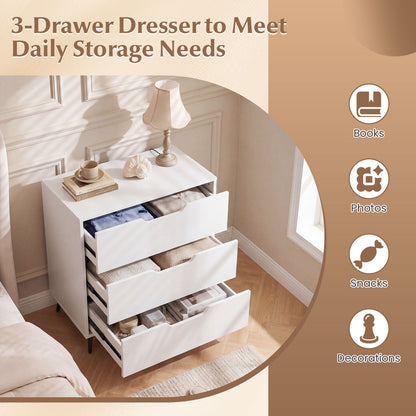 3-Drawer Rustic Farmhouse Wooden Dresser, White