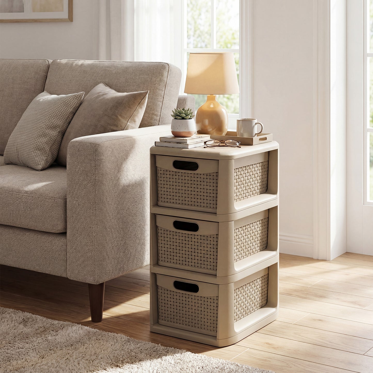 3-Drawer Storage Organizer, Wicker Pattern, Brown Dressers & Chests at Gallery Canada