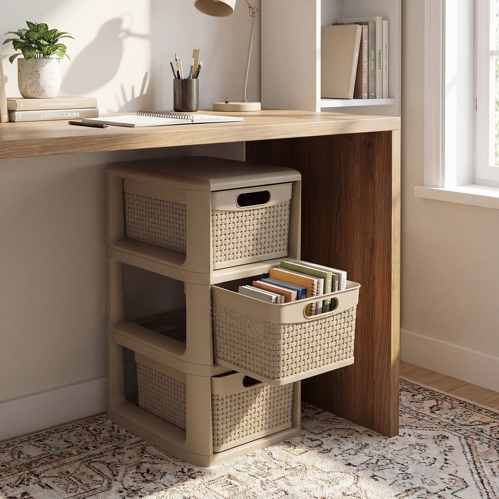 3-Drawer Storage Organizer, Wicker Pattern, Brown Dressers & Chests at Gallery Canada