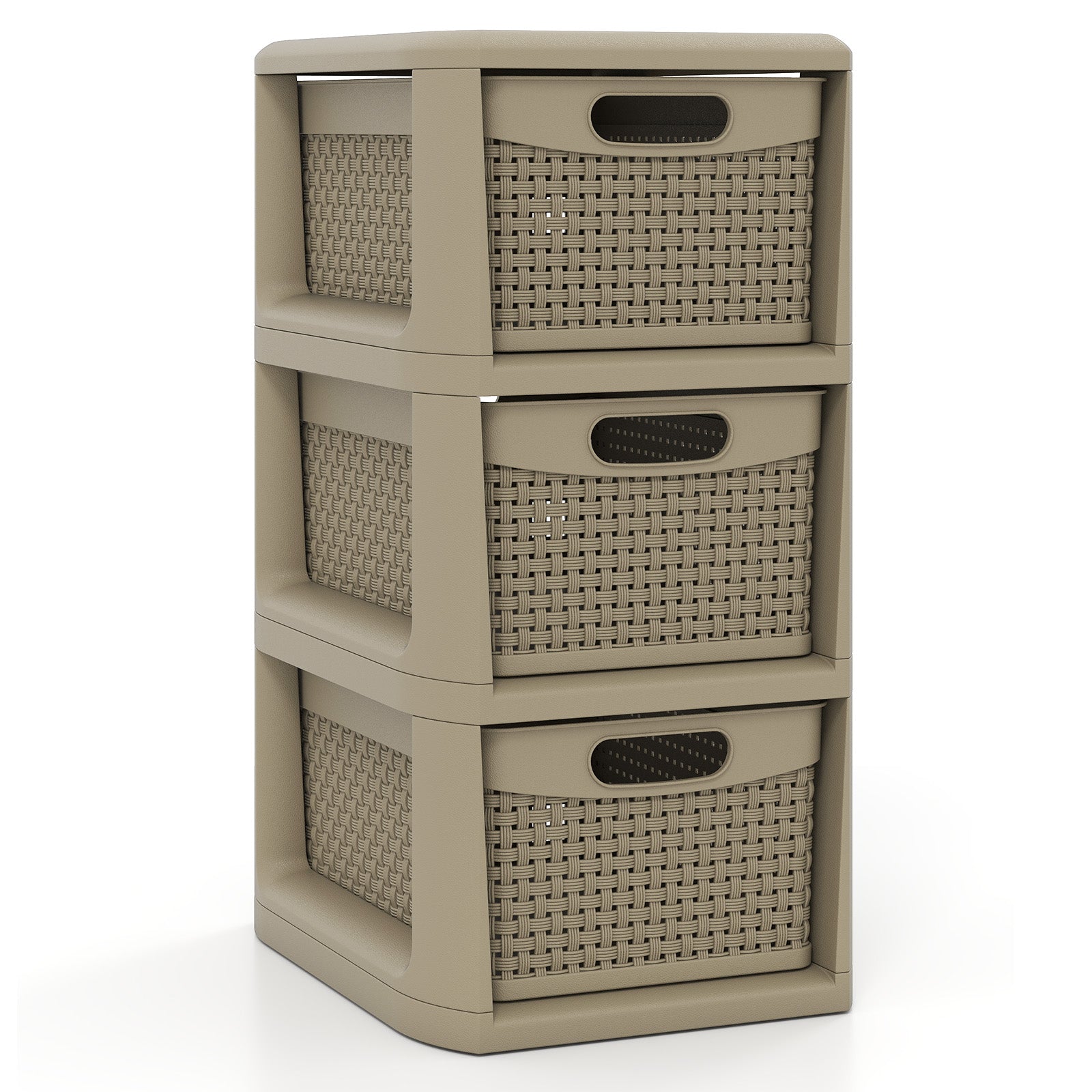 3-Drawer Storage Organizer, Wicker Pattern, Brown Dressers & Chests Brown at Gallery Canada