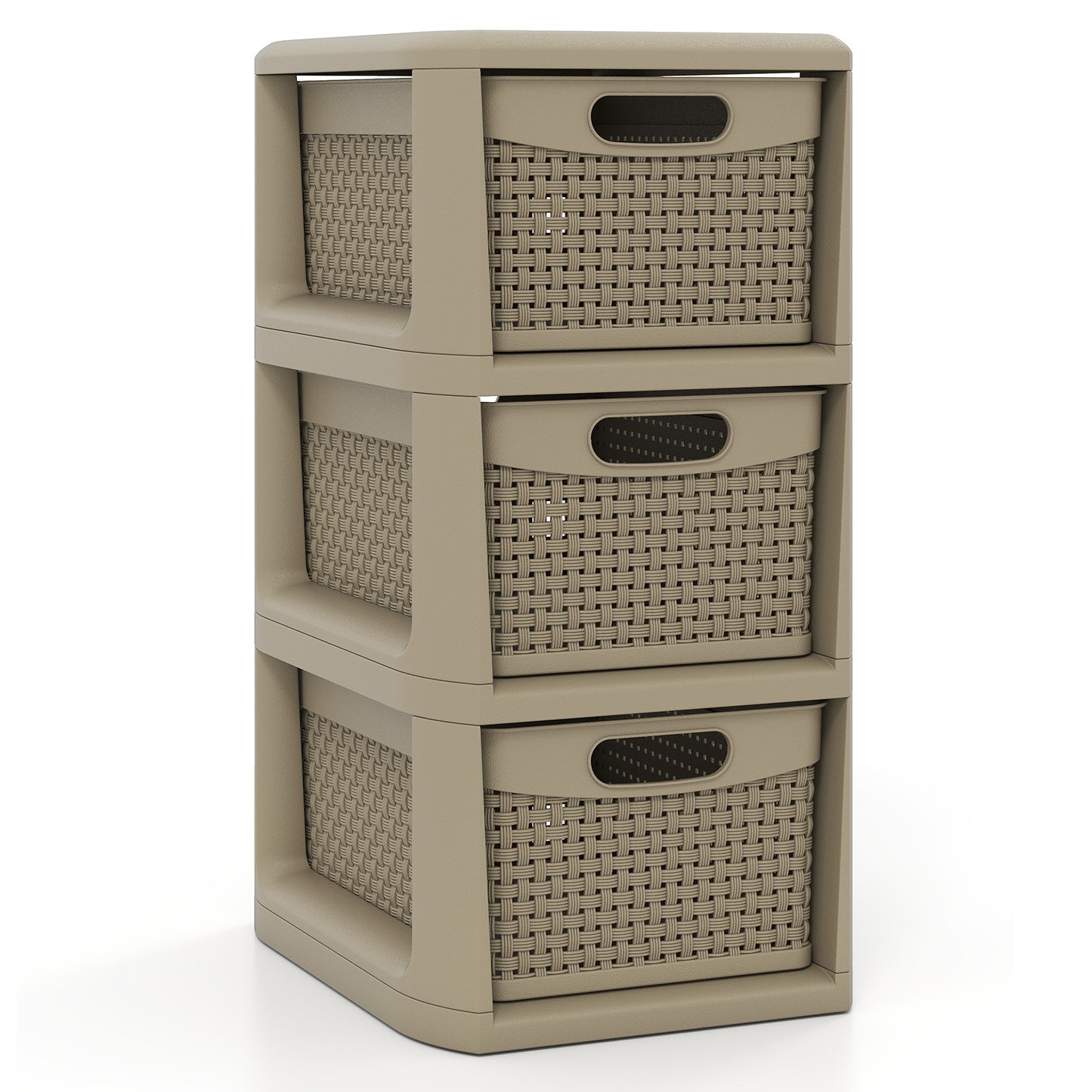 3-Drawer Storage Organizer, Wicker Pattern, Brown Dressers & Chests Brown at Gallery Canada