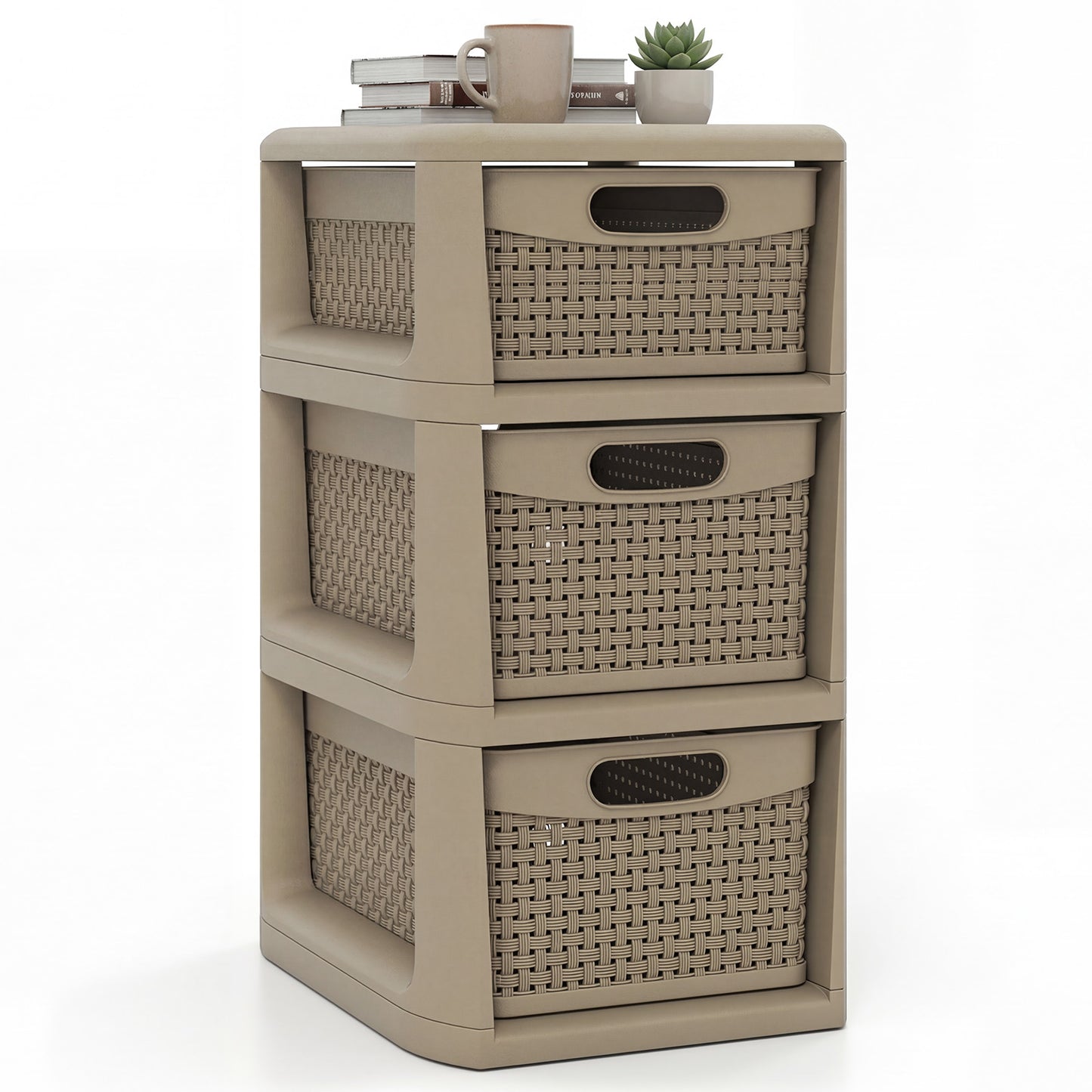 3-Drawer Storage Organizer, Wicker Pattern, Brown Dressers & Chests at Gallery Canada