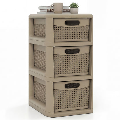 3-Drawer Storage Organizer, Wicker Pattern, Brown Dressers & Chests at Gallery Canada