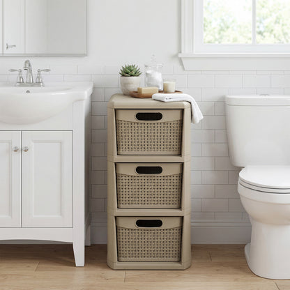 3-Drawer Storage Organizer, Wicker Pattern, Brown Dressers & Chests at Gallery Canada