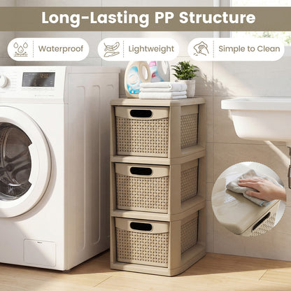 3-Drawer Storage Organizer, Wicker Pattern, Brown Dressers & Chests at Gallery Canada