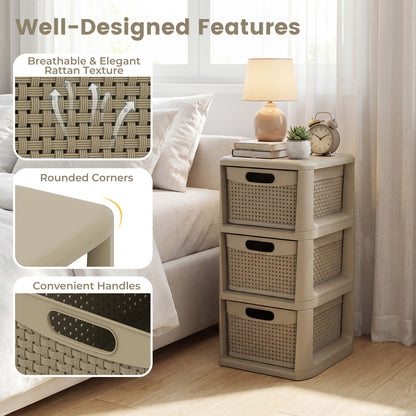 3-Drawer Storage Organizer, Wicker Pattern, Brown Dressers & Chests at Gallery Canada