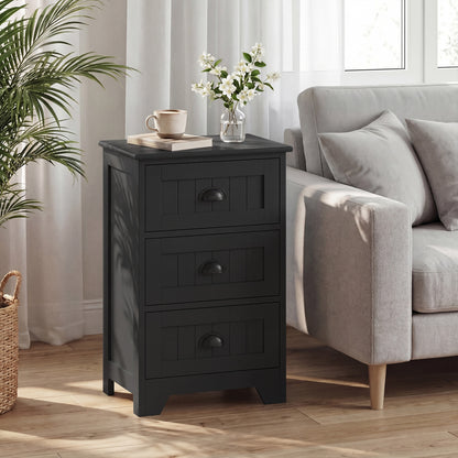 3 Drawer End Storage Wood Nightstand, Black Nightstands at Gallery Canada