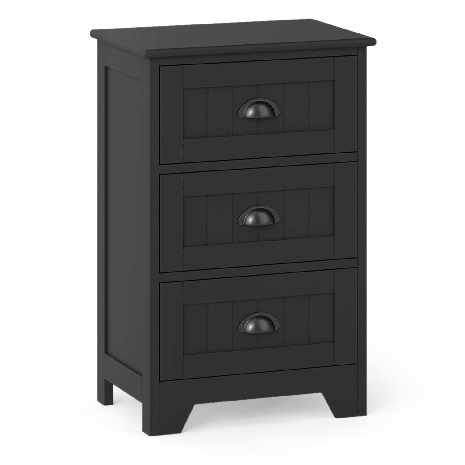 3 Drawer End Storage Wood Nightstand, Black Nightstands at Gallery Canada