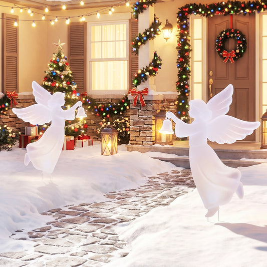 2-Piece Outdoor Christmas Angel Yard Decoration Set, 3 FT, Pink Christmas Decor & Accessories Pink at Gallery Canada