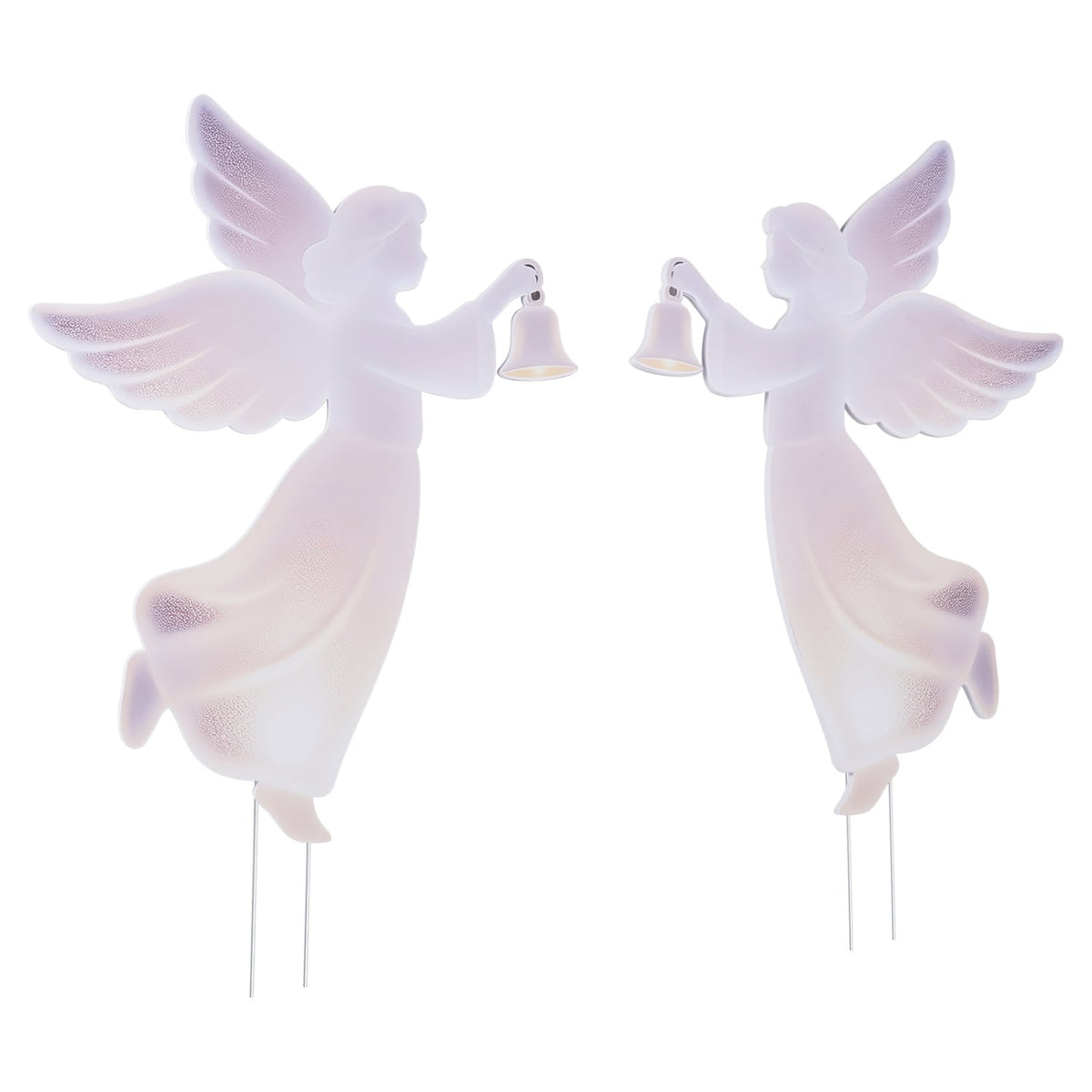 Ensemble de décoration de cour d'ange de Noël d'extérieur en 2 pièces, 3 pieds, rose
