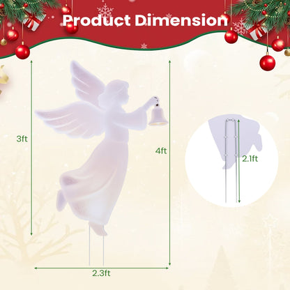 Ensemble de décoration de cour d'ange de Noël d'extérieur en 2 pièces, 3 pieds, rose