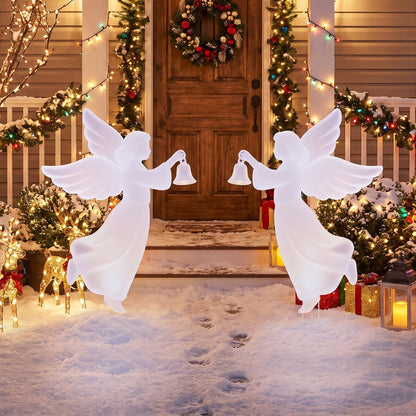 Ensemble de décoration de cour d'ange de Noël d'extérieur en 2 pièces, 3 pieds, rose