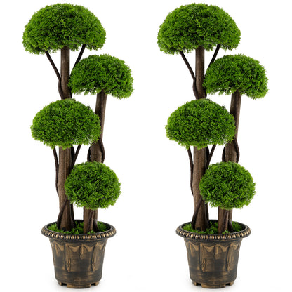 3 FT Artificial Cypress Topiary Tree, Set of 2, Realistic Greenery Plant Faux Plants at Gallery Canada