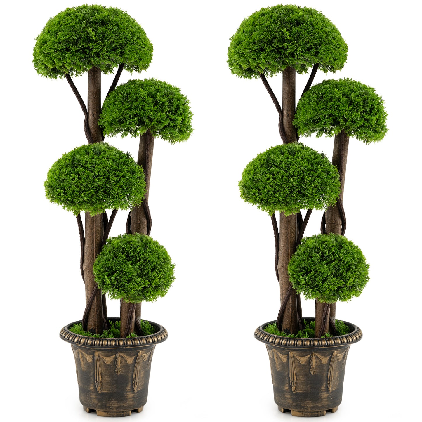 3 Ft Artificial Cypress Topiary Tree, Realistic Greenery Plant With Spiral Vines Faux Plants at Gallery Canada