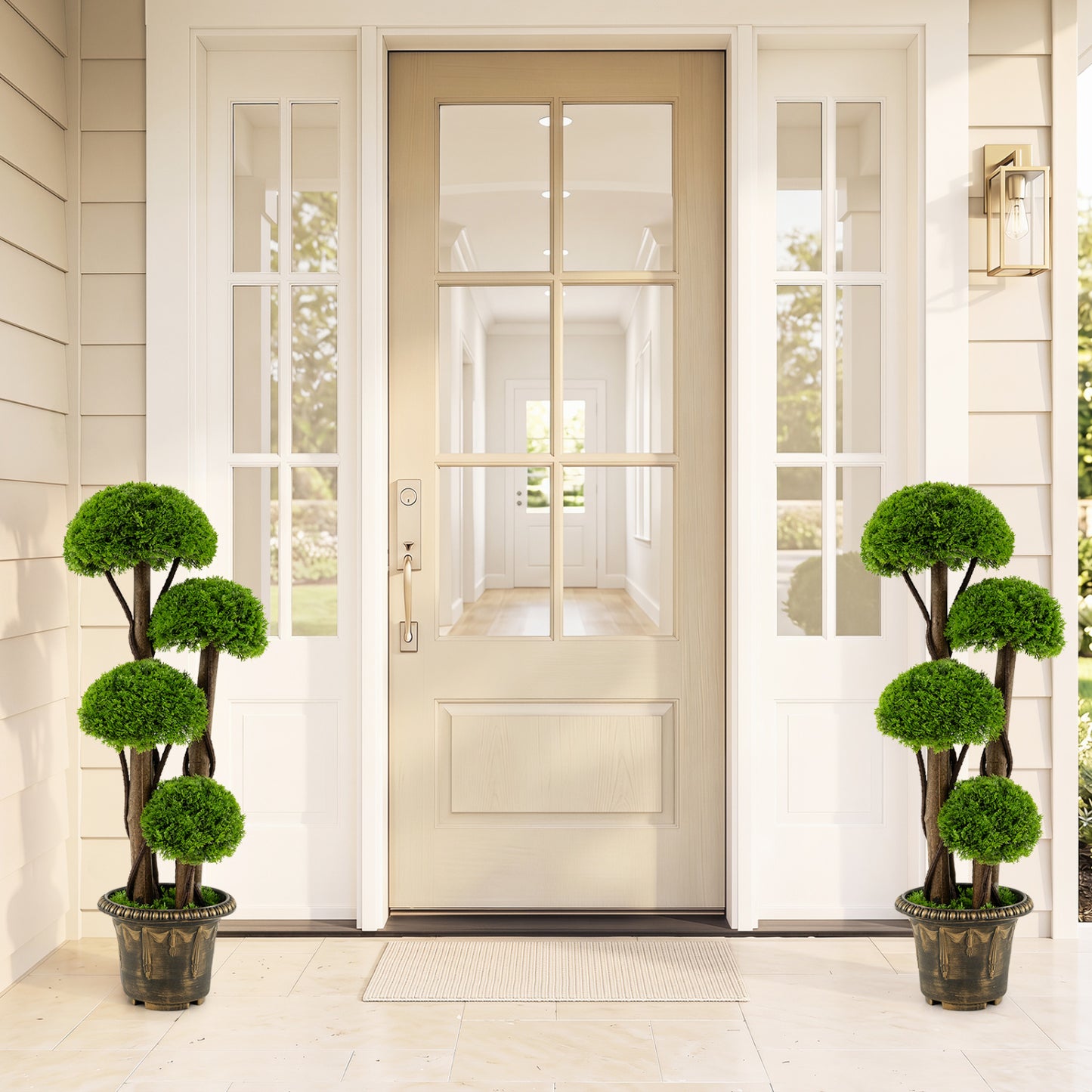 3 Ft Artificial Cypress Topiary Tree, Realistic Greenery Plant With Spiral Vines Faux Plants at Gallery Canada