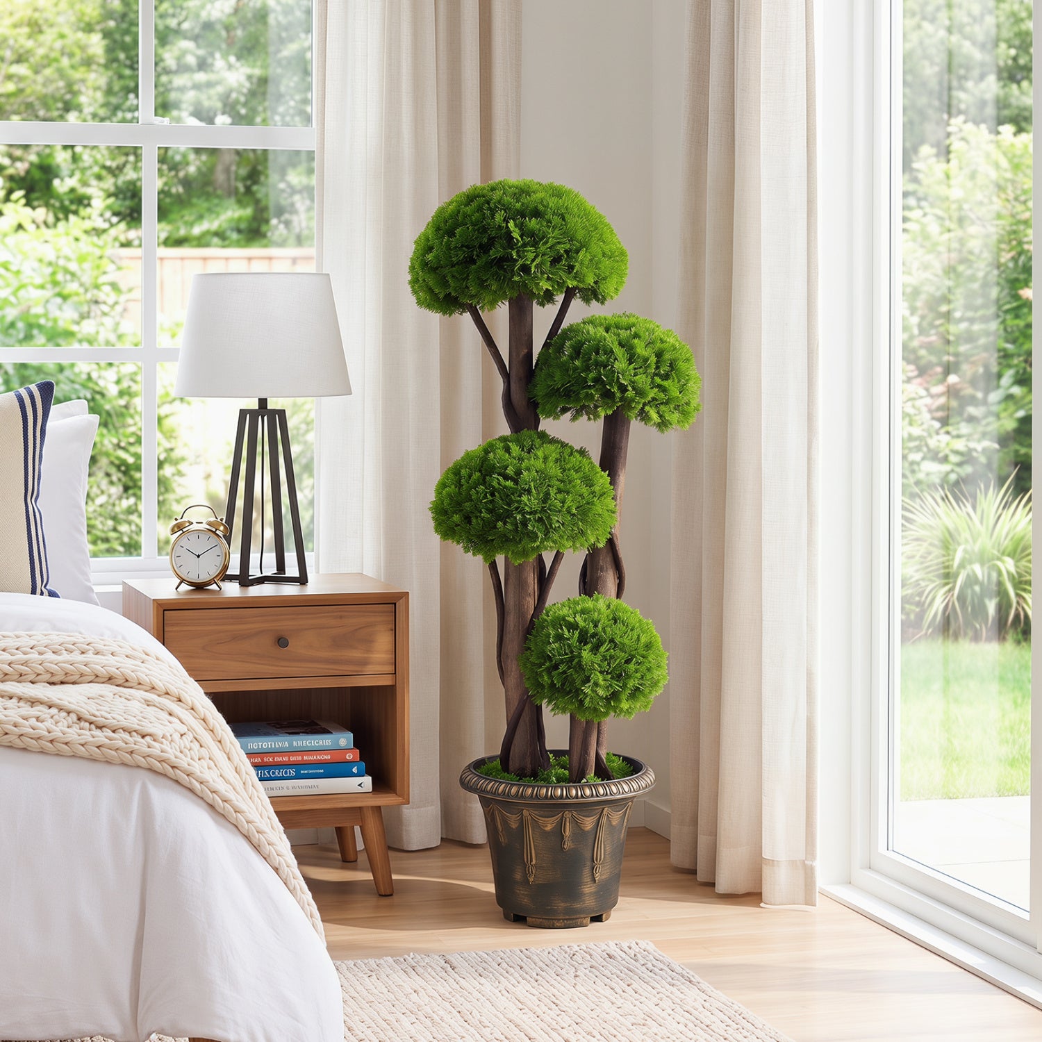 3 Ft Artificial Cypress Topiary Tree, Realistic Greenery Plant With Spiral Vines Faux Plants at Gallery Canada