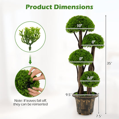 3 Ft Artificial Cypress Topiary Tree, Realistic Greenery Plant With Spiral Vines Faux Plants at Gallery Canada