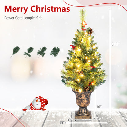 Sapin de Noël pré-éclairé de 3 pieds, 40 lumières LED, ensemble de 2