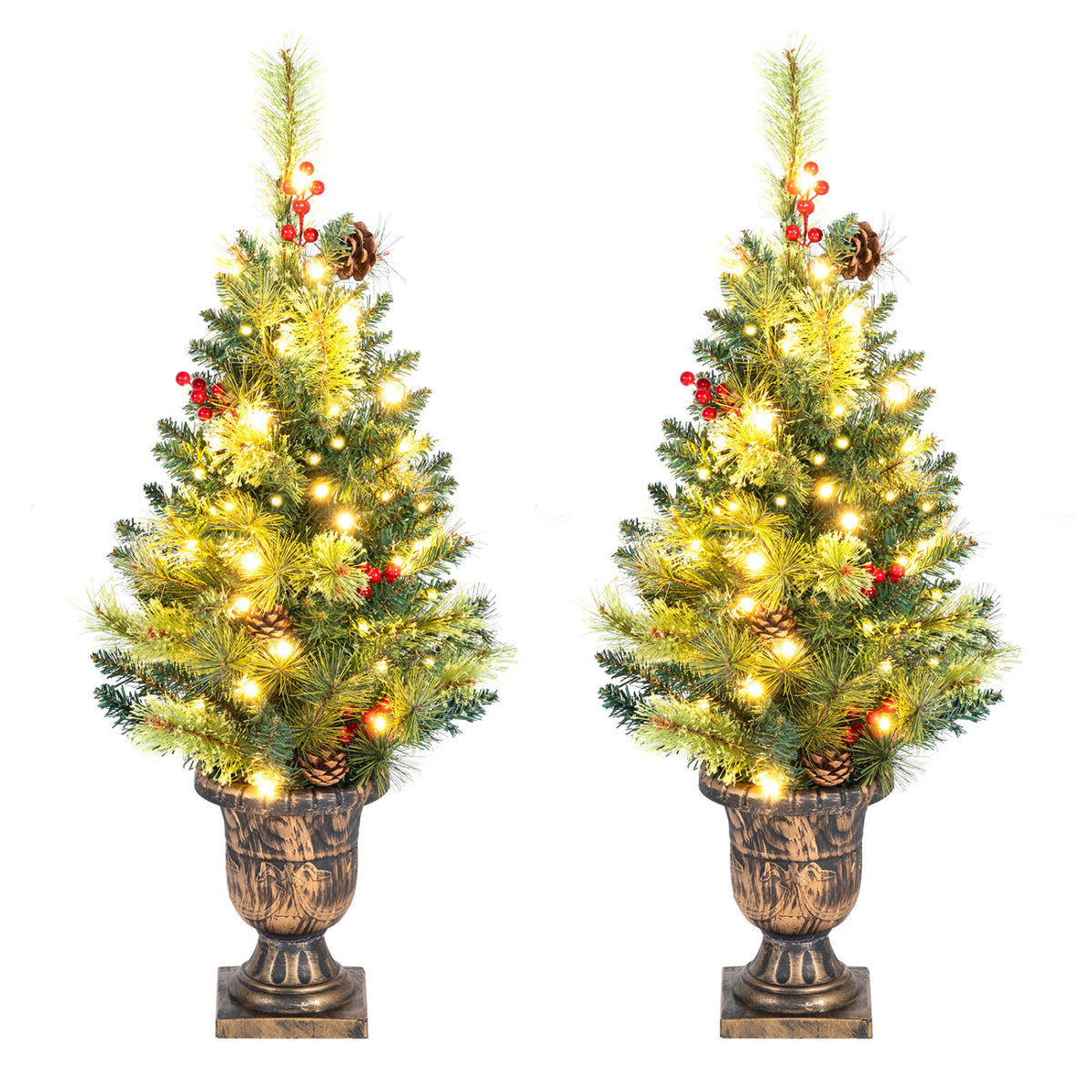 Sapin de Noël pré-éclairé de 3 pieds, 40 lumières LED, ensemble de 2