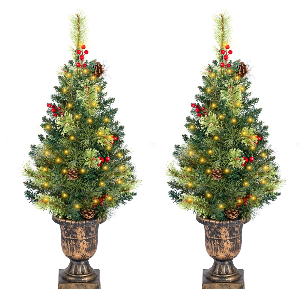 Sapin de Noël pré-éclairé de 3 pieds, 40 lumières LED, ensemble de 2