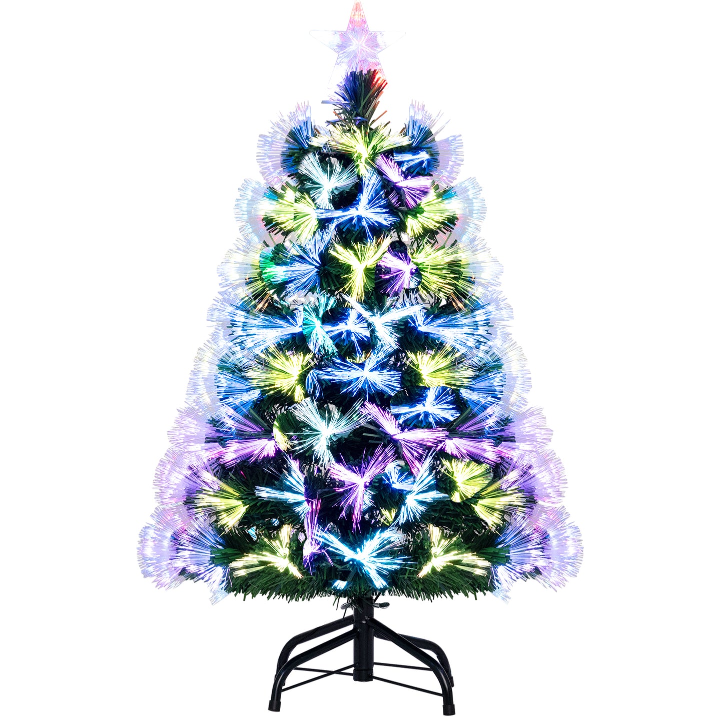 3 Feet Fiber Optic Christmas Tree with Branch Tips and Topper Star, Green Christmas Tree Green at Gallery Canada