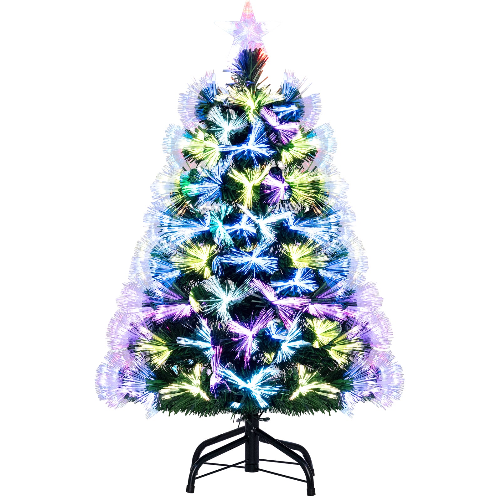 3 Feet Fiber Optic Christmas Tree with Branch Tips and Topper Star, Green Christmas Tree Green at Gallery Canada