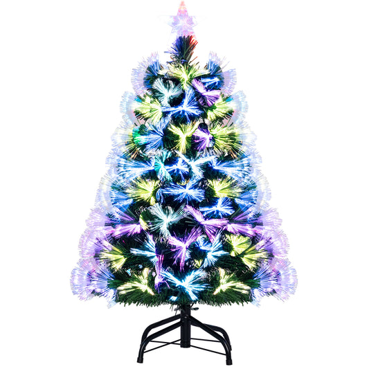 3 Feet Fiber Optic Christmas Tree with Branch Tips and Topper Star, Green Christmas Tree Green at Gallery Canada