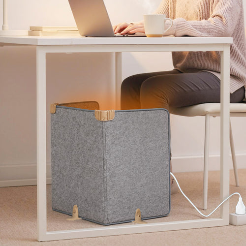 3-Fold Under Desk Heater, 3-Level Thermostat, 4H Timer, Gray