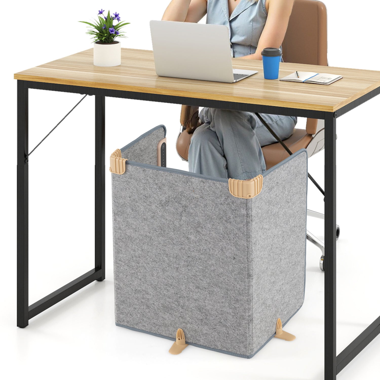 3-Fold Under Desk Heater, 3-Level Thermostat, 4H Timer, Gray Space Heaters at Gallery Canada